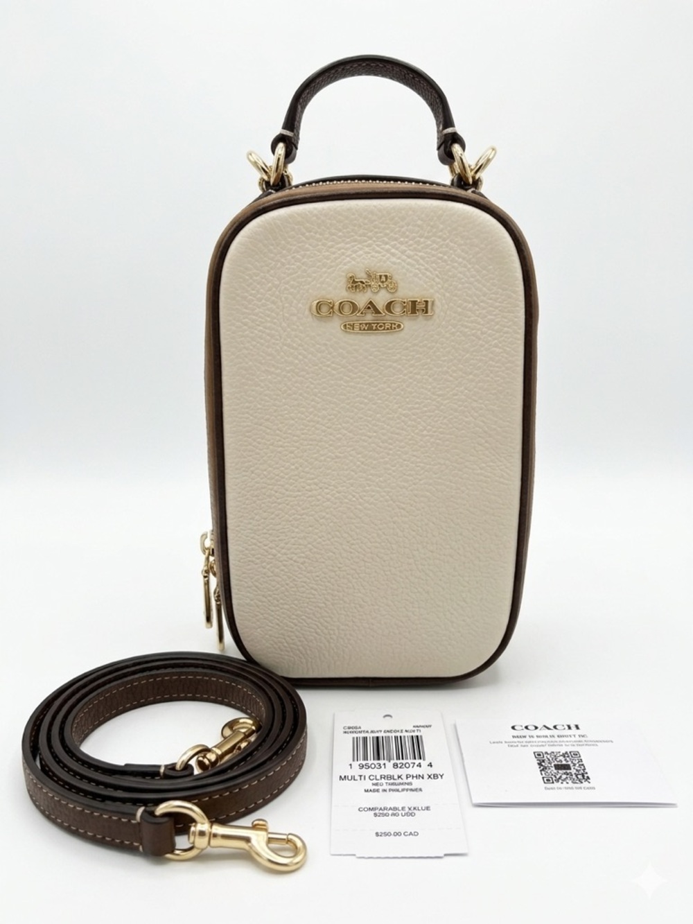 Coach Eva Phone Crossbody In Ivory Light  Multi Colorblock Bag CB853